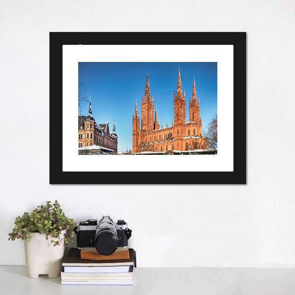 Market Church & Town Hall Canvas Wall Art-3 Horizontal-Gallery Wrap-25" x 16"-Tiaracle
