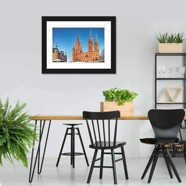 Market Church & Town Hall Canvas Wall Art-3 Horizontal-Gallery Wrap-25" x 16"-Tiaracle