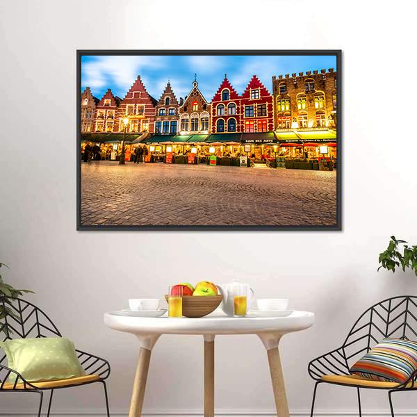Market Square In Bruges Canvas Wall Art-3 Horizontal-Gallery Wrap-25" x 16"-Tiaracle