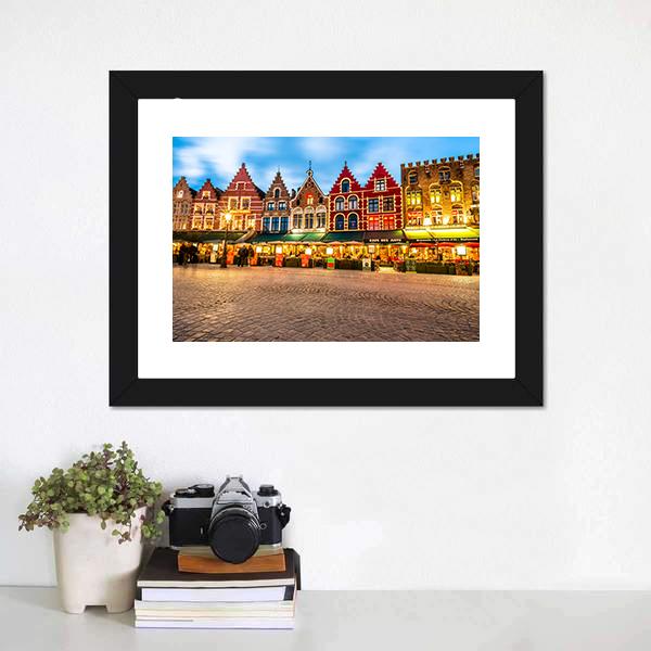 Market Square In Bruges Canvas Wall Art-3 Horizontal-Gallery Wrap-25" x 16"-Tiaracle