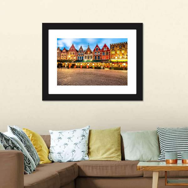 Market Square In Bruges Canvas Wall Art-3 Horizontal-Gallery Wrap-25" x 16"-Tiaracle