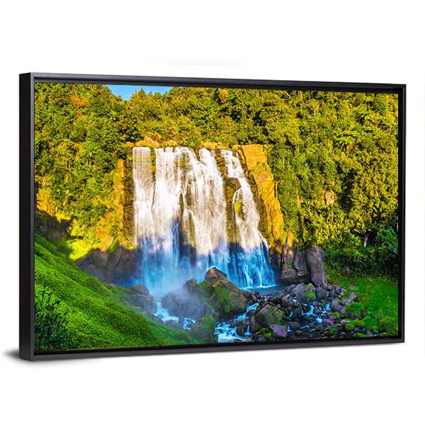 Marokopa Falls Canvas Wall Art-1 Piece-Floating Frame-24" x 16"-Tiaracle