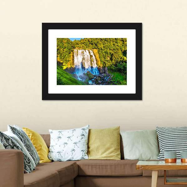 Marokopa Falls Canvas Wall Art-1 Piece-Framed Print-20" x 16"-Tiaracle