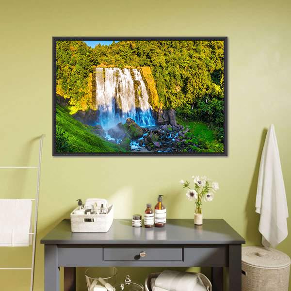 Marokopa Falls Canvas Wall Art-3 Horizontal-Gallery Wrap-25" x 16"-Tiaracle