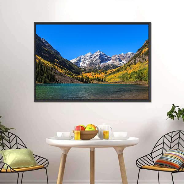 Maroon Bells Canvas Wall Art-1 Piece-Floating Frame-36" x 24"-Tiaracle