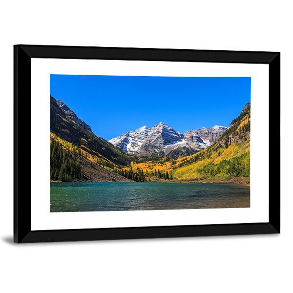 Maroon Bells Canvas Wall Art-5 Horizontal-Gallery Wrap-22" x 12"-Tiaracle
