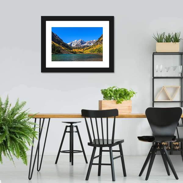 Maroon Bells Canvas Wall Art-5 Horizontal-Gallery Wrap-22" x 12"-Tiaracle