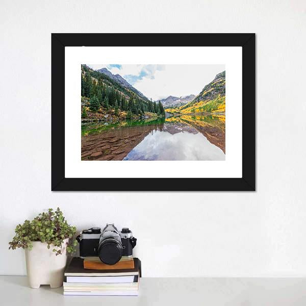 Maroon Bells Fall Canvas Wall Art-3 Horizontal-Gallery Wrap-25" x 16"-Tiaracle