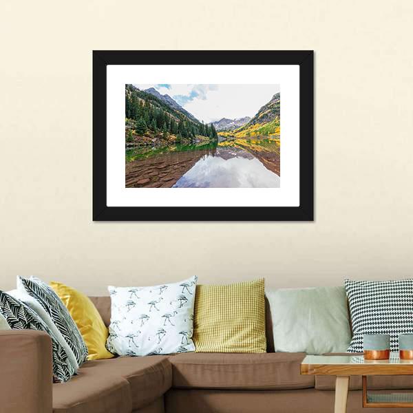 Maroon Bells Fall Canvas Wall Art-3 Horizontal-Gallery Wrap-25" x 16"-Tiaracle