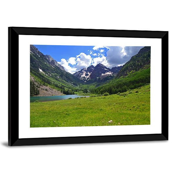 Maroon Bells In Aspen Canvas Wall Art-1 Piece-Framed Print-20" x 16"-Tiaracle