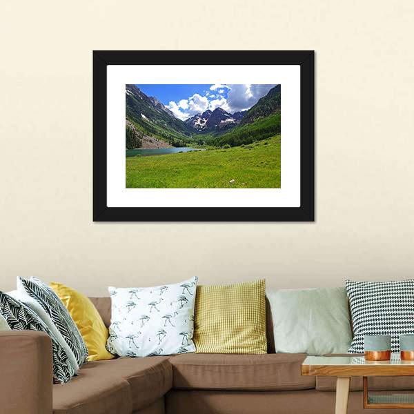Maroon Bells In Aspen Canvas Wall Art-3 Horizontal-Gallery Wrap-25" x 16"-Tiaracle