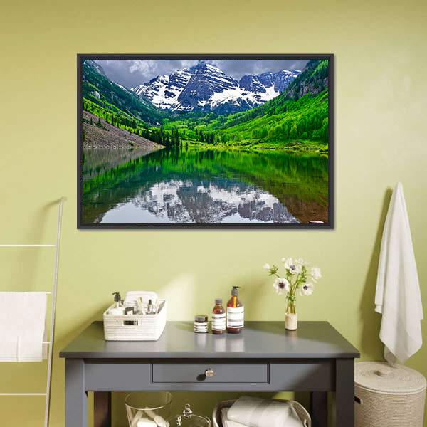 Maroon Bells Near Aspen Canvas Wall Art-3 Horizontal-Gallery Wrap-25" x 16"-Tiaracle