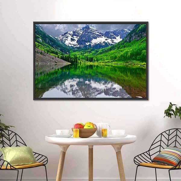 Maroon Bells Near Aspen Canvas Wall Art-3 Horizontal-Gallery Wrap-25" x 16"-Tiaracle