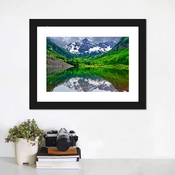 Maroon Bells Near Aspen Canvas Wall Art-3 Horizontal-Gallery Wrap-25" x 16"-Tiaracle