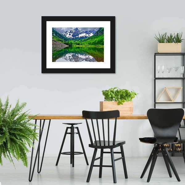 Maroon Bells Near Aspen Canvas Wall Art-3 Horizontal-Gallery Wrap-25" x 16"-Tiaracle