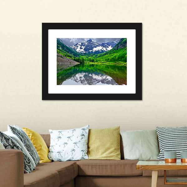 Maroon Bells Near Aspen Canvas Wall Art-3 Horizontal-Gallery Wrap-25" x 16"-Tiaracle