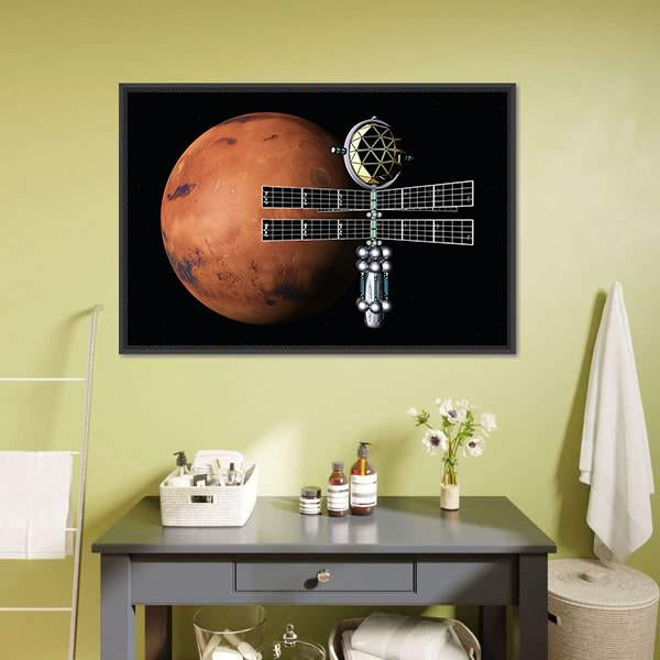 Mars With Space Probe Canvas Wall Art-5 Horizontal-Gallery Wrap-22" x 12"-Tiaracle
