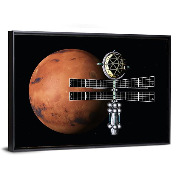 Mars With Space Probe Canvas Wall Art-5 Horizontal-Gallery Wrap-22" x 12"-Tiaracle