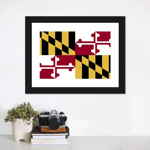 Maryland Flag Canvas Wall Art-1 Piece-Framed Print-20" x 16"-Tiaracle