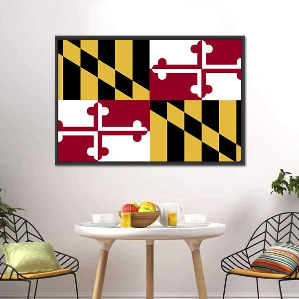 Maryland Flag Canvas Wall Art-3 Horizontal-Gallery Wrap-25" x 16"-Tiaracle