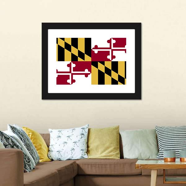 Maryland Flag Canvas Wall Art-3 Horizontal-Gallery Wrap-25" x 16"-Tiaracle
