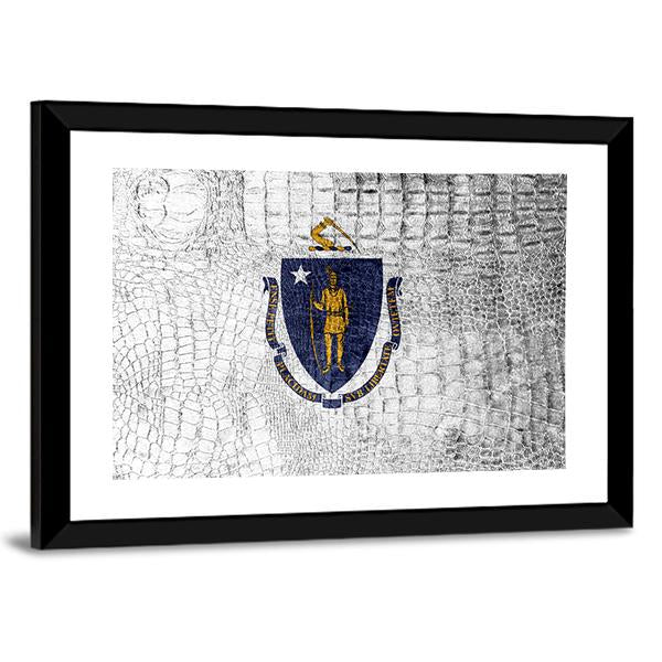 Massachusetts State Flag Canvas Wall Art-3 Horizontal-Gallery Wrap-25" x 16"-Tiaracle