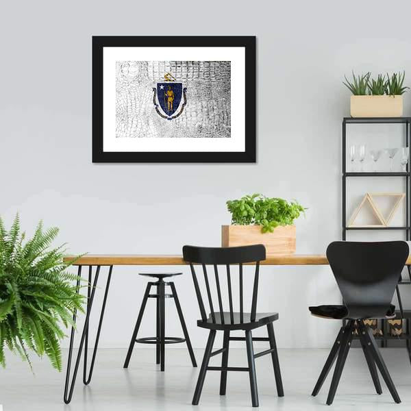 Massachusetts State Flag Canvas Wall Art-3 Horizontal-Gallery Wrap-25" x 16"-Tiaracle