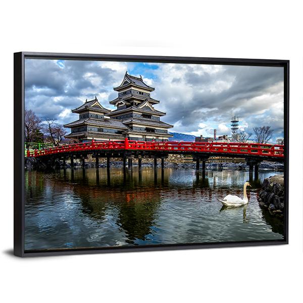 Matsumoto Castle Canvas Wall Art-1 Piece-Floating Frame-24" x 16"-Tiaracle