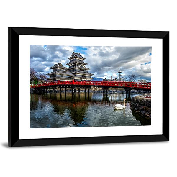Matsumoto Castle Canvas Wall Art-1 Piece-Framed Print-20" x 16"-Tiaracle