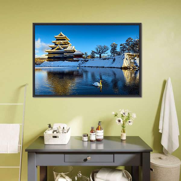 Matsumoto Castle In Winter Canvas Wall Art-3 Horizontal-Gallery Wrap-25" x 16"-Tiaracle