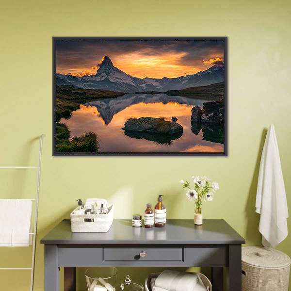 Matterhorn At Sunset Canvas Wall Art-5 Horizontal-Gallery Wrap-22" x 12"-Tiaracle