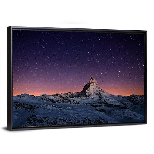 Matterhorn Peak Switzerland Canvas Wall Art-1 Piece-Floating Frame-24" x 16"-Tiaracle