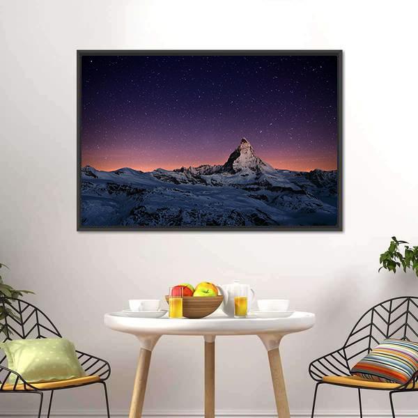 Matterhorn Peak Switzerland Canvas Wall Art-1 Piece-Floating Frame-24" x 16"-Tiaracle