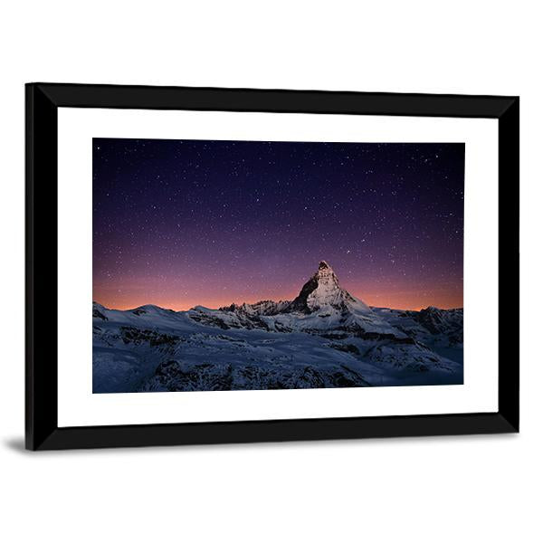 Matterhorn Peak Switzerland Canvas Wall Art-1 Piece-Framed Print-20" x 16"-Tiaracle
