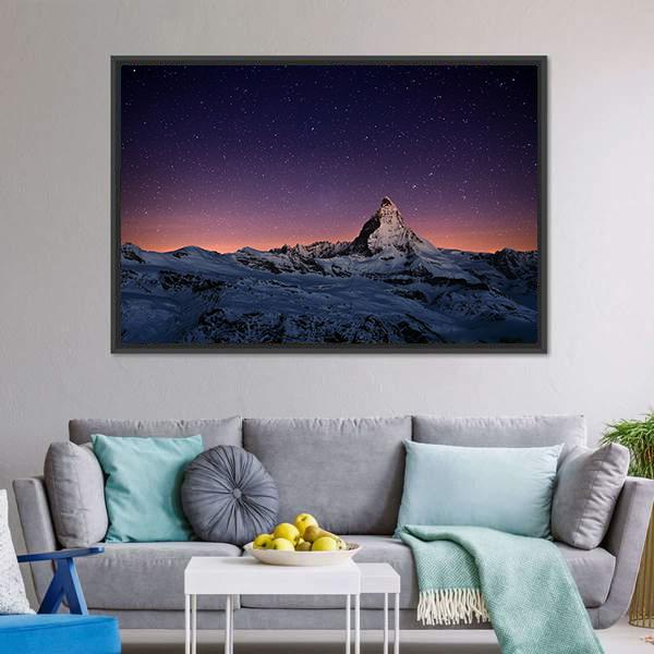 Matterhorn Peak Switzerland Canvas Wall Art-5 Horizontal-Gallery Wrap-22" x 12"-Tiaracle