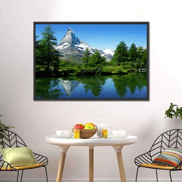 Matterhorn Switzerland Canvas Wall Art-1 Piece-Floating Frame-24" x 16"-Tiaracle