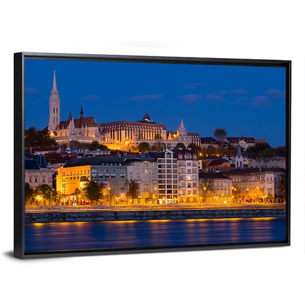 Matthias Church In Budapest Canvas Wall Art-1 Piece-Floating Frame-24" x 16"-Tiaracle