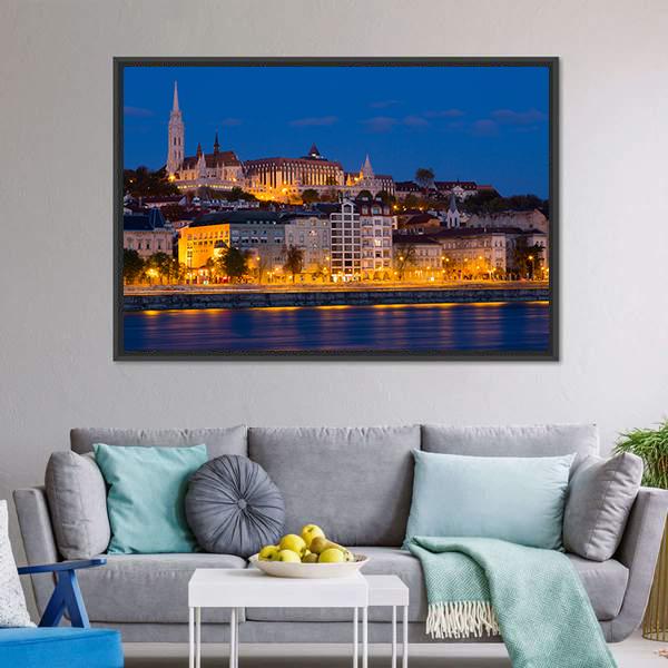 Matthias Church In Budapest Canvas Wall Art-3 Horizontal-Gallery Wrap-25" x 16"-Tiaracle