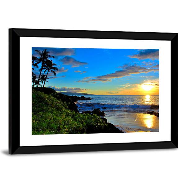 Maui Beach Sunset Canvas Wall Art-3 Horizontal-Gallery Wrap-25" x 16"-Tiaracle