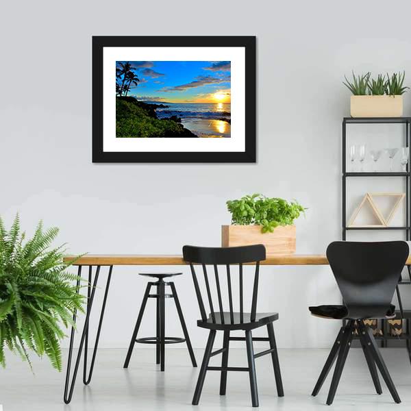 Maui Beach Sunset Canvas Wall Art-3 Horizontal-Gallery Wrap-25" x 16"-Tiaracle