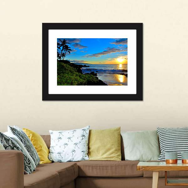 Maui Beach Sunset Canvas Wall Art-3 Horizontal-Gallery Wrap-25" x 16"-Tiaracle
