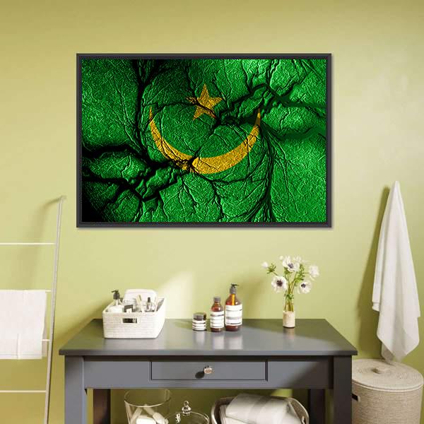 Mauritania Flag Canvas Wall Art-3 Horizontal-Gallery Wrap-25" x 16"-Tiaracle