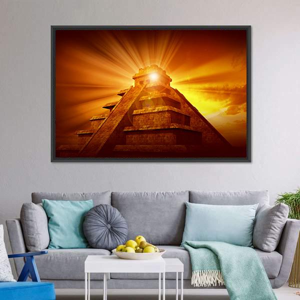 Mayan Mystery Pyramid Canvas Wall Art-1 Piece-Floating Frame-24" x 16"-Tiaracle