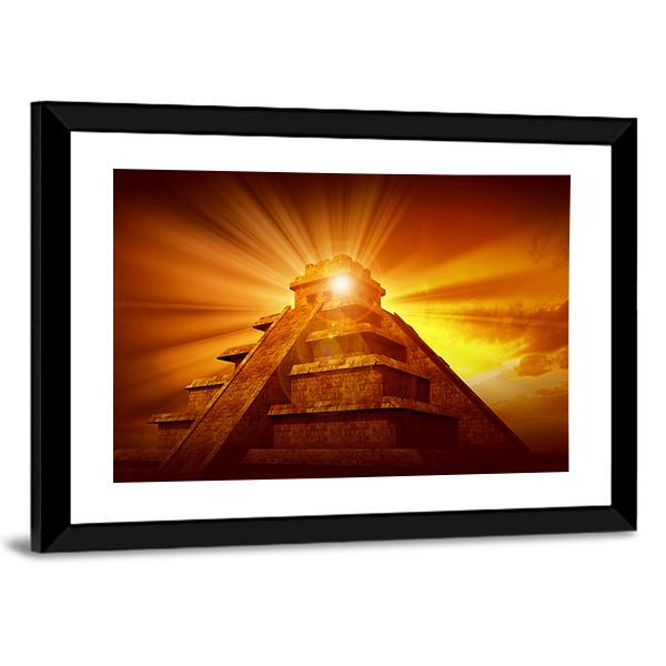 Mayan Mystery Pyramid Canvas Wall Art-1 Piece-Framed Print-20" x 16"-Tiaracle