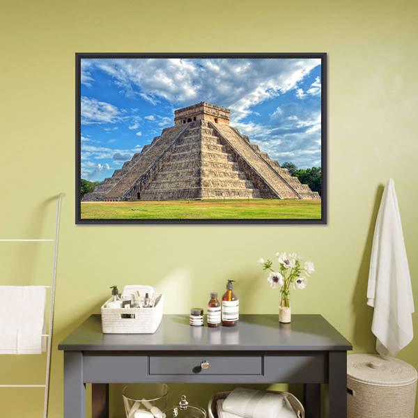 Mayan Pyramid Mexico Canvas Wall Art-1 Piece-Floating Frame-24" x 16"-Tiaracle