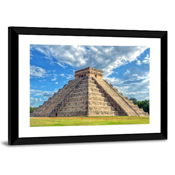 Mayan Pyramid Mexico Canvas Wall Art-1 Piece-Framed Print-20" x 16"-Tiaracle