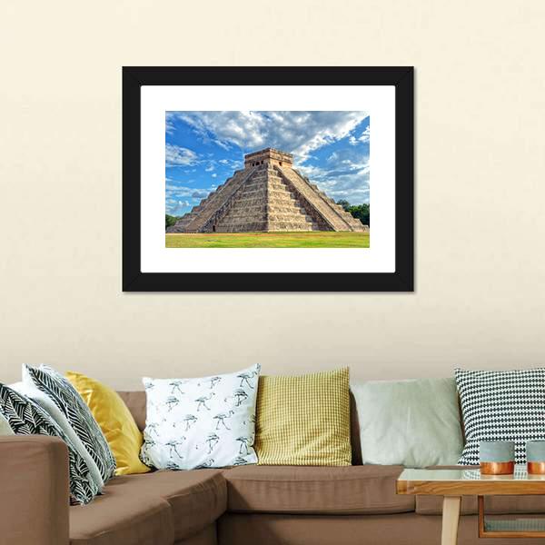 Mayan Pyramid Mexico Canvas Wall Art-1 Piece-Framed Print-20" x 16"-Tiaracle