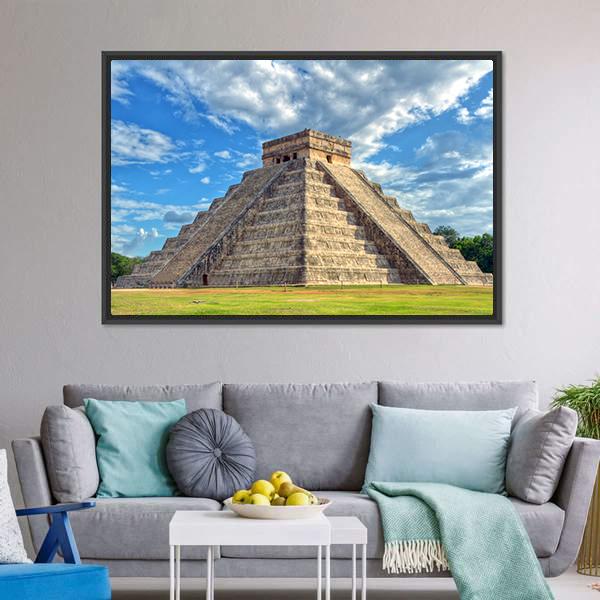 Mayan Pyramid Mexico Canvas Wall Art-5 Horizontal-Gallery Wrap-22" x 12"-Tiaracle