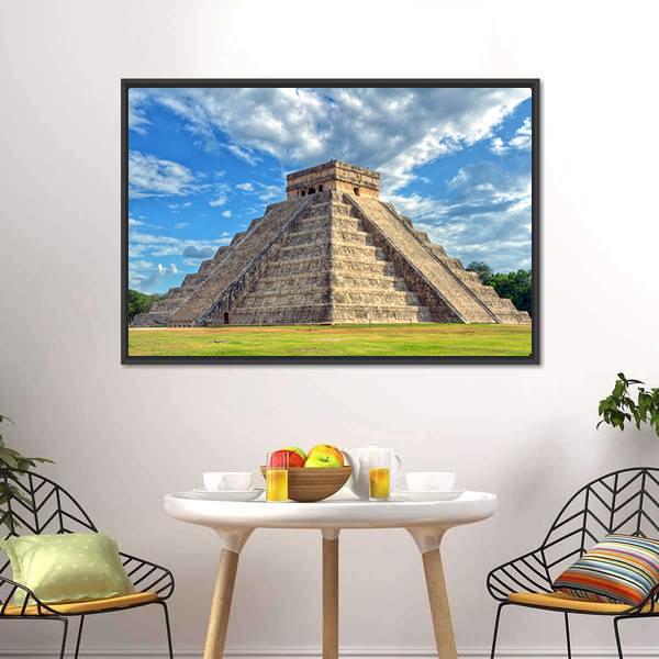 Mayan Pyramid Mexico Canvas Wall Art-3 Horizontal-Gallery Wrap-25" x 16"-Tiaracle