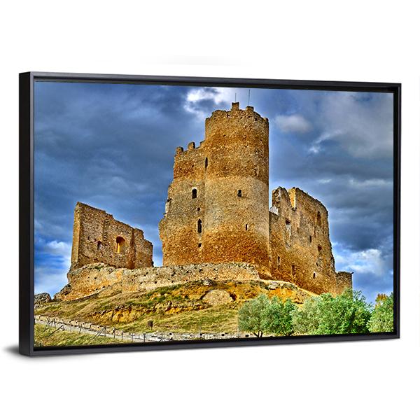 Mazzarino Medieval Castle Canvas Wall Art-1 Piece-Floating Frame-24" x 16"-Tiaracle
